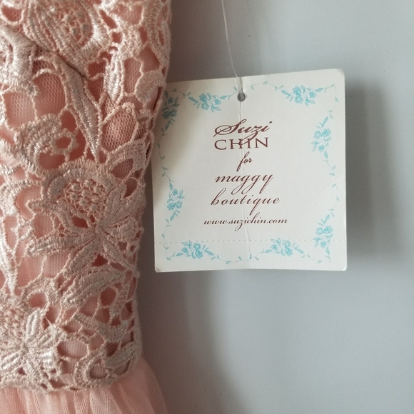 new Suzi Chin Maggy Boutique Formal Pink Chiffon Dress - Picture 5 of 11